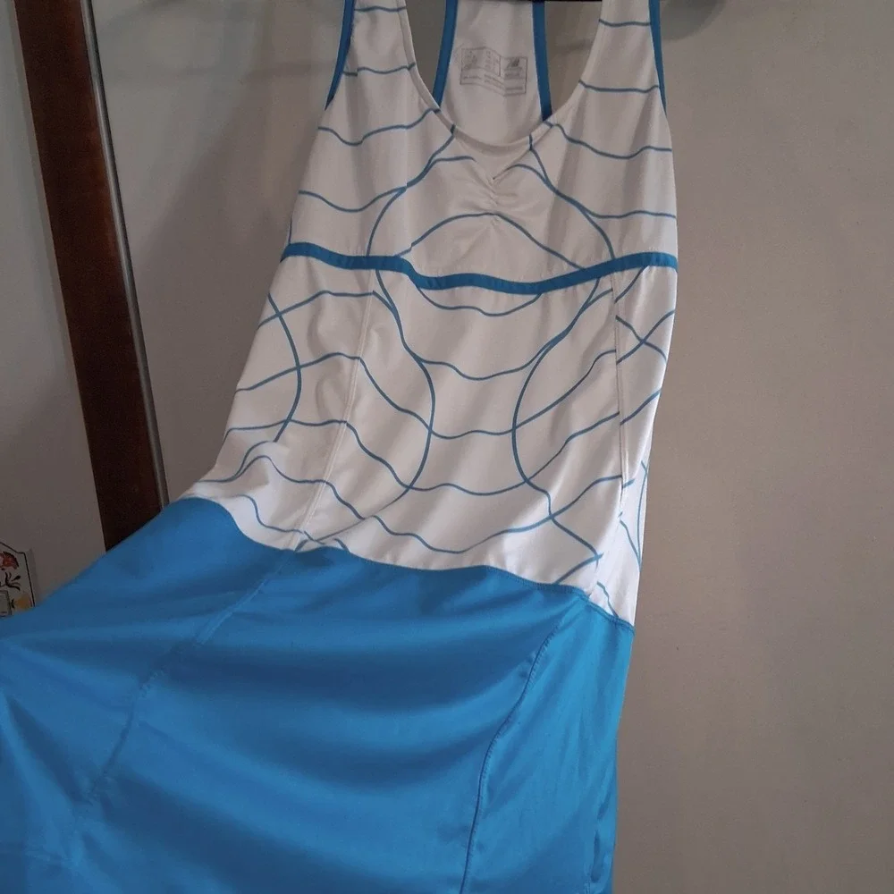 New‎ Balance Tennis Dress Racerback  Teal Turquoise White EUC M